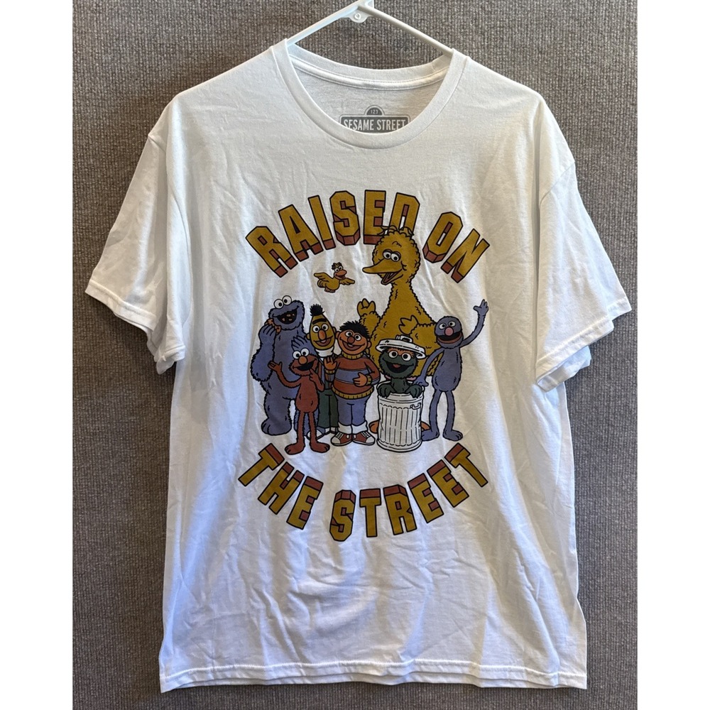 Sesame Street-Raised On The Street- Muppets-size Large (men) Crew Neck T Shirt